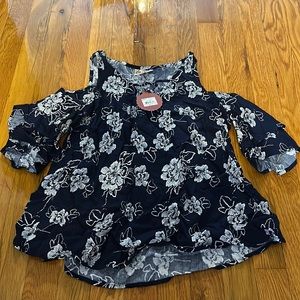 SO Navy Floral Blouse (NWT)